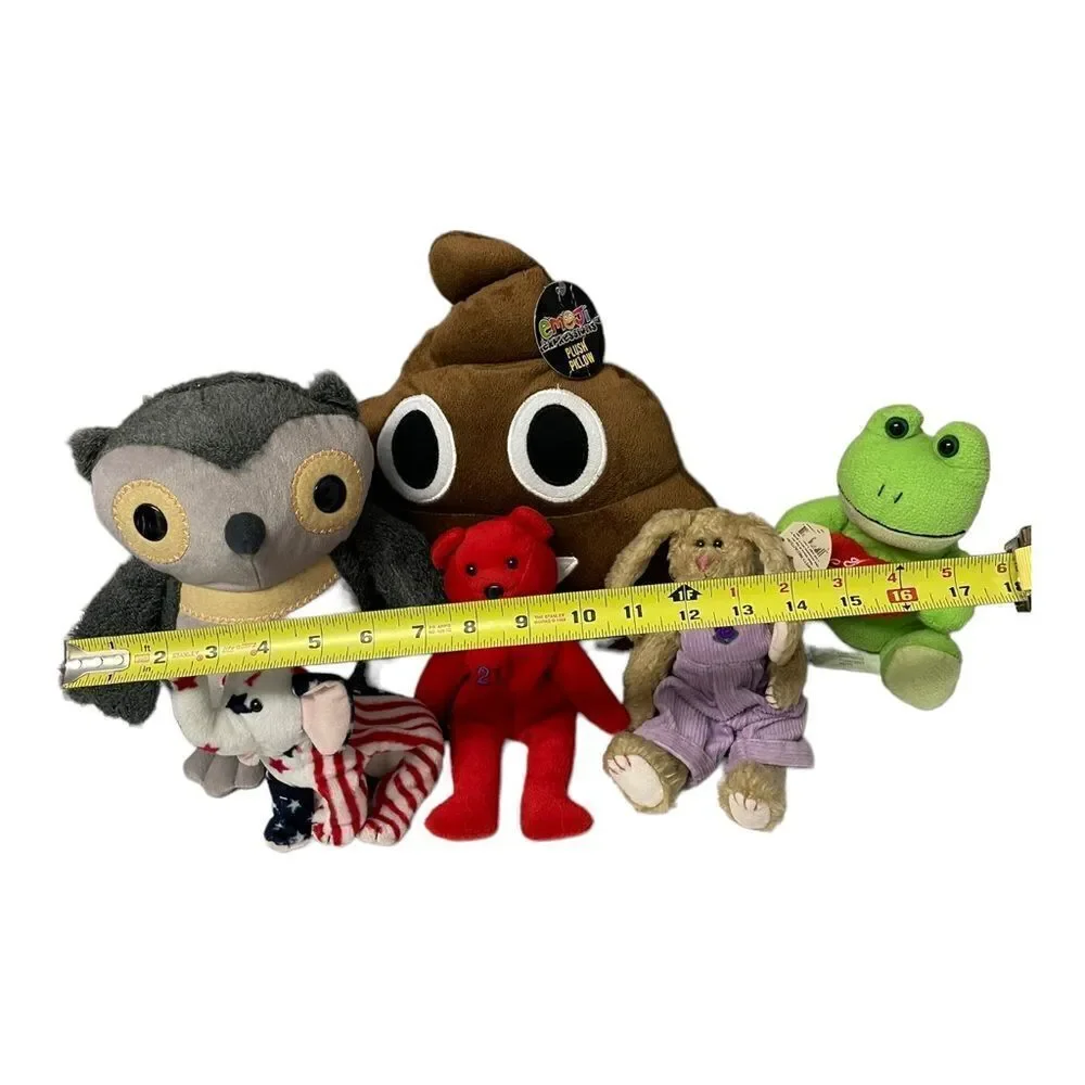 Plush Lot Stuffed Animals Owl Poop Frog Bear Bunny Elephant